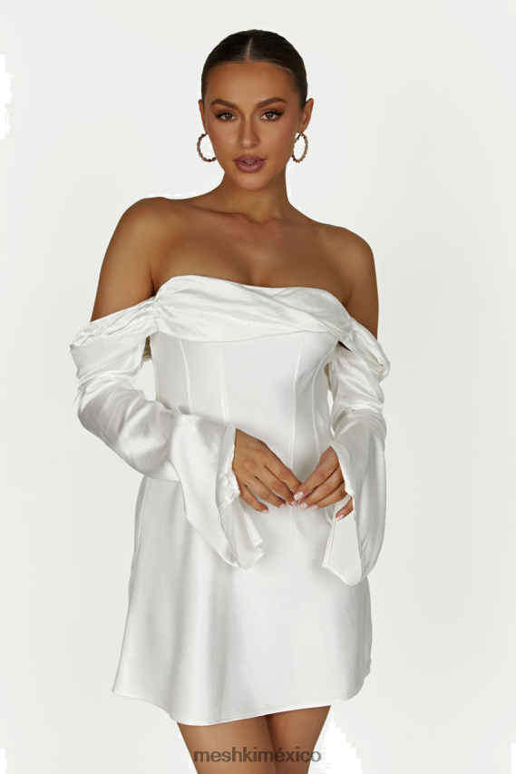 Meshki minivestido giselle de satén con hombros descubiertos blanco ropa H48F8H191