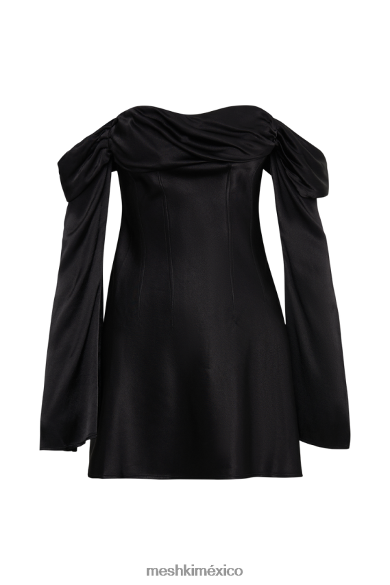Meshki minivestido giselle de satén con hombros descubiertos negro ropa H48F8H202