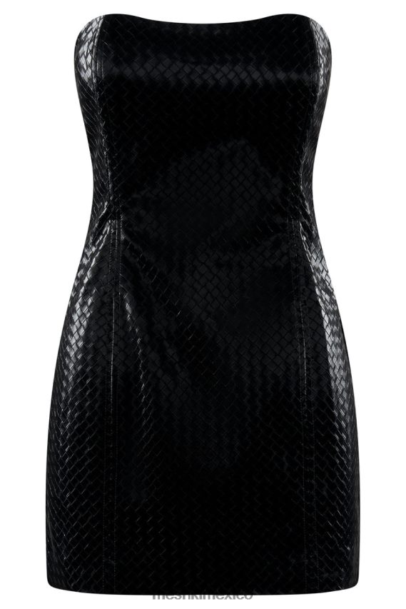 Meshki minivestido lizzie crosshatch de piel sintética negro ropa H48F8H575