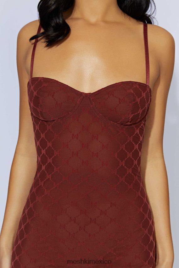 Meshki vestido corto Cherie de malla con monograma chocolate con cerezas ropa H48F8H547