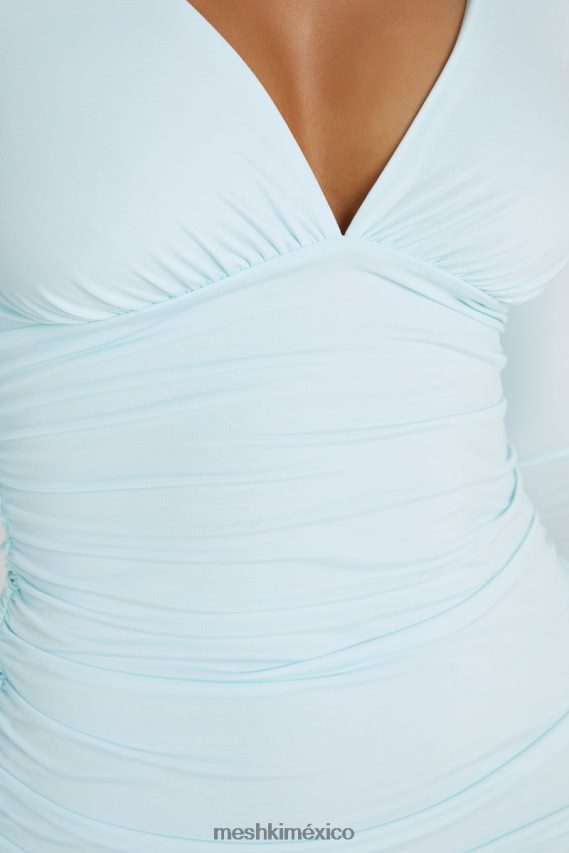 Meshki vestido corto Leanne de punto fruncido azul ártico ropa H48F8H215