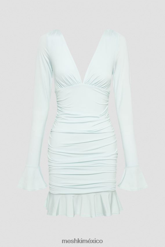 Meshki vestido corto Leanne de punto fruncido azul ártico ropa H48F8H215