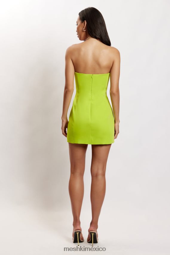 Meshki vestido corto Maci de crepé verde lima ropa H48F8H548