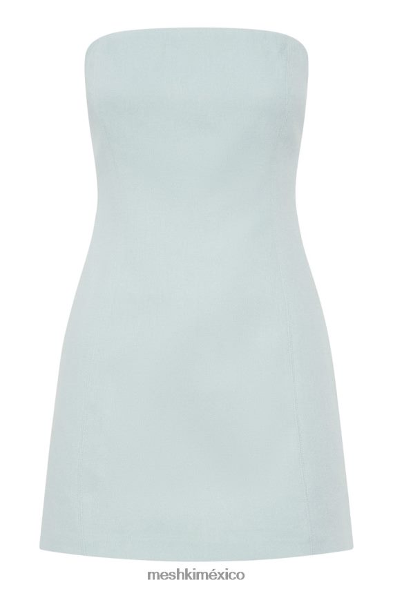 Meshki vestido corto Maci de lino azul pálido ropa H48F8H412