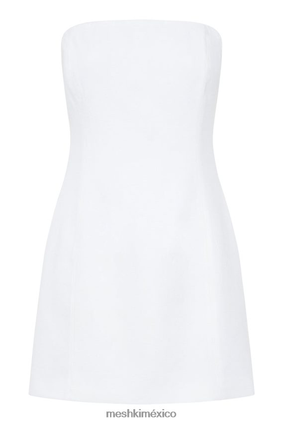 Meshki vestido corto Maci de lino blanco ropa H48F8H619