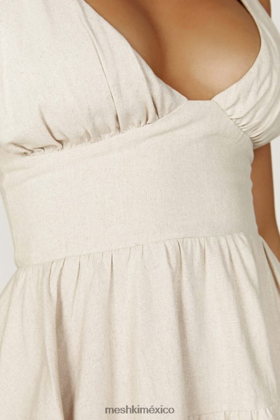 Meshki vestido corto aurelia de lino natural ropa H48F8H178