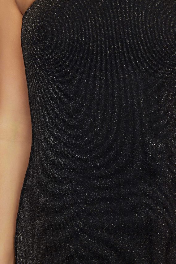 Meshki vestido corto aurelie sin tirantes y con abertura negro ropa H48F8H616