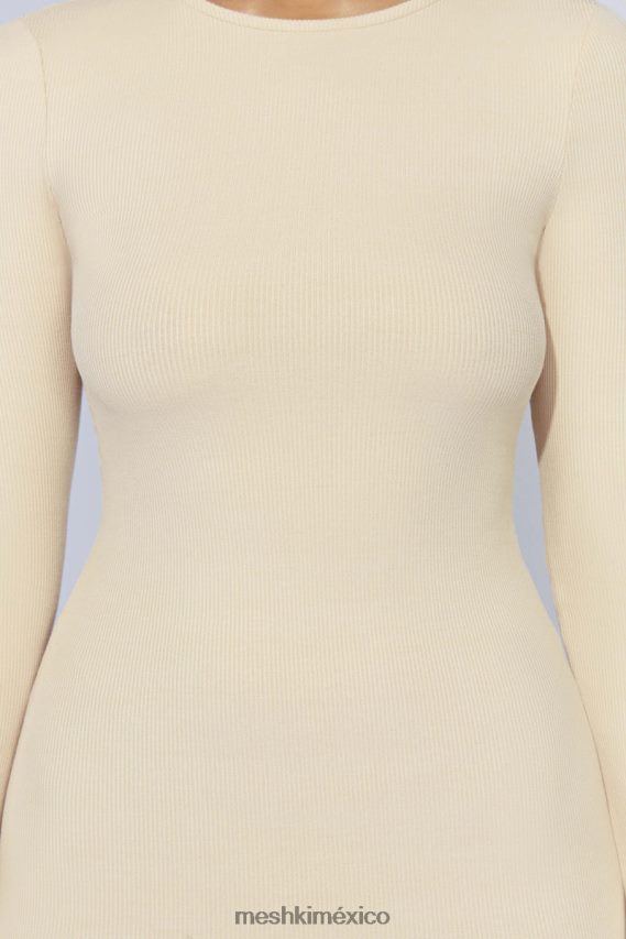 Meshki vestido corto bayley con mangas acampanadas crema ropa H48F8H554