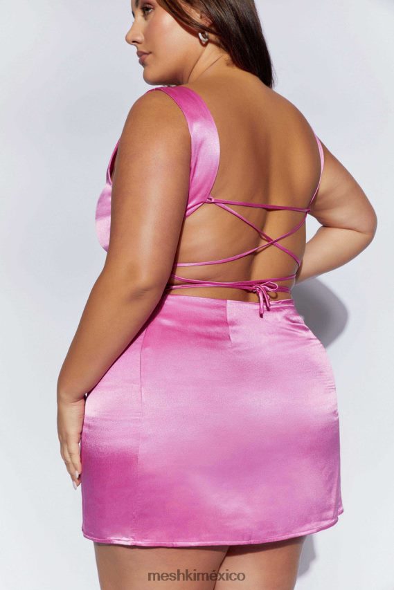 Meshki vestido corto carina con lazo en la espalda rosa ropa H48F8H448