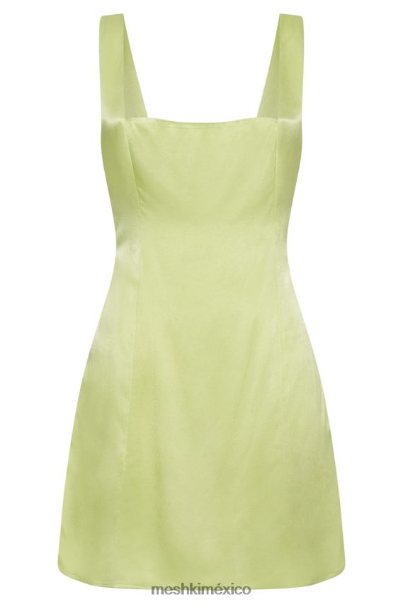 Meshki vestido corto carina con lazo en la espalda verde pistacho ropa H48F8H723