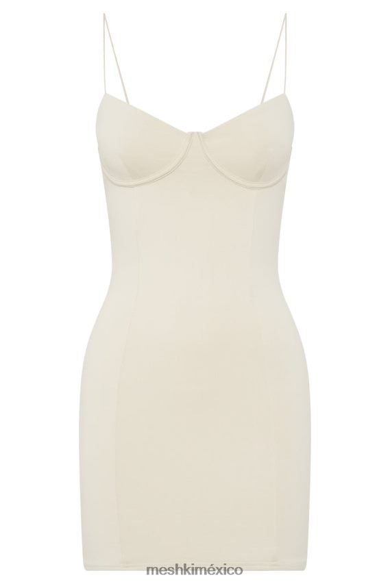 Meshki vestido corto con contorno brumoso crema ropa H48F8H472