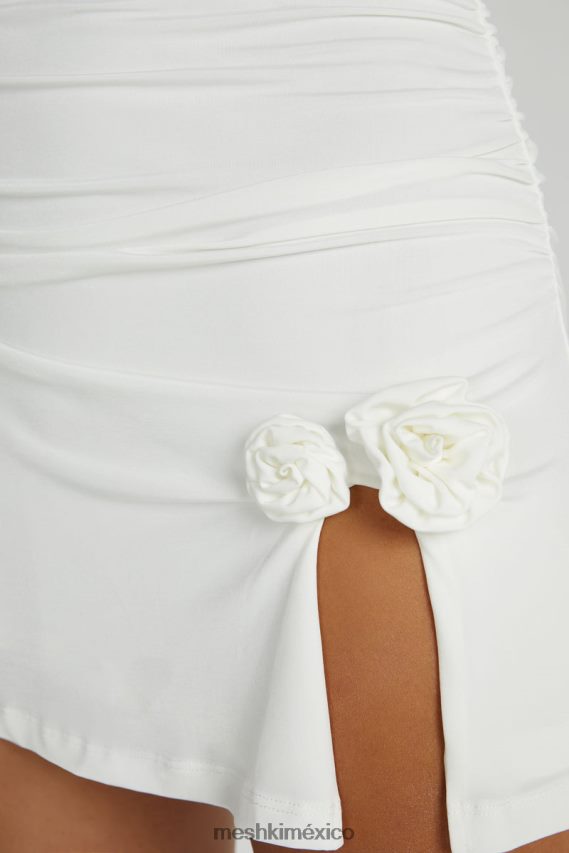 Meshki vestido corto con cuello halter adeline rose blanco ropa H48F8H157