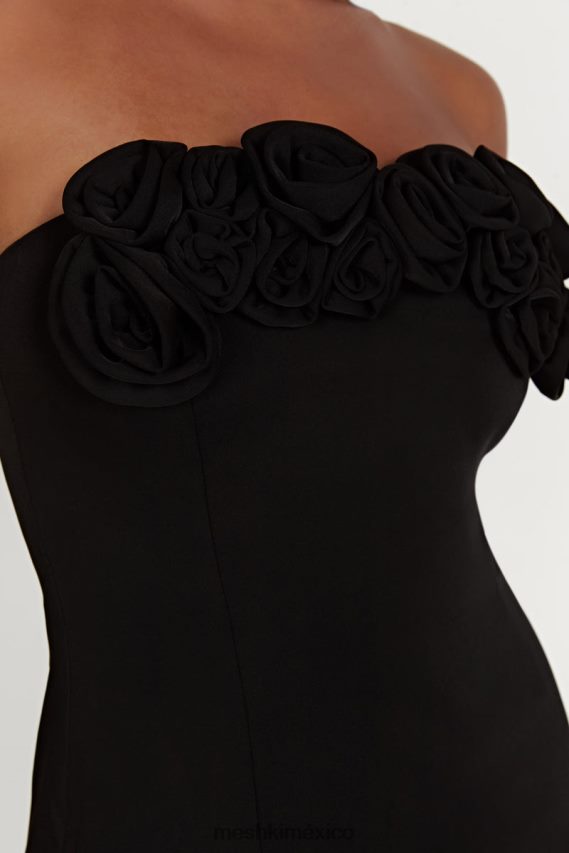 Meshki vestido corto con rosas brooks negro ropa H48F8H376