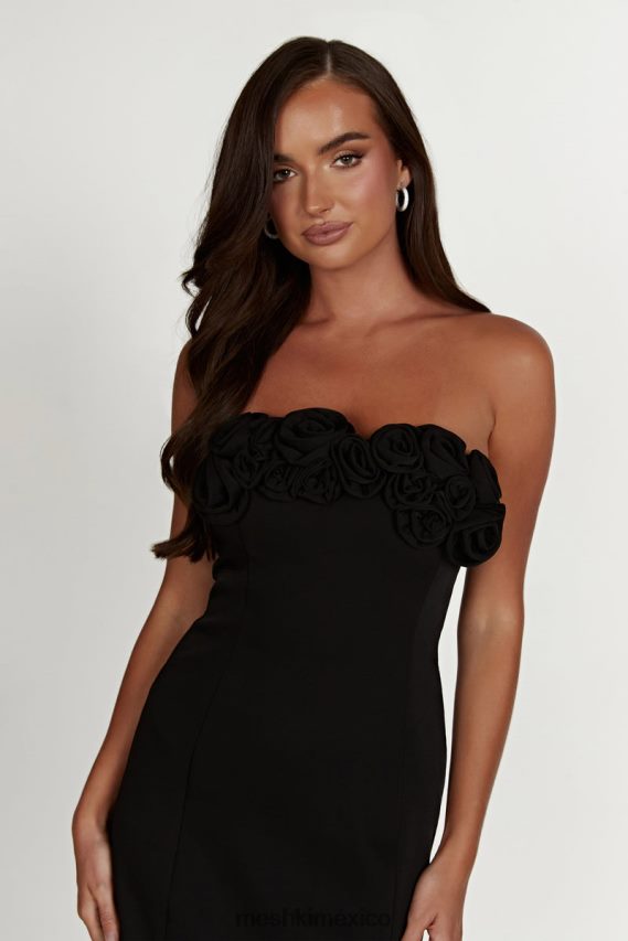 Meshki vestido corto con rosas brooks negro ropa H48F8H376