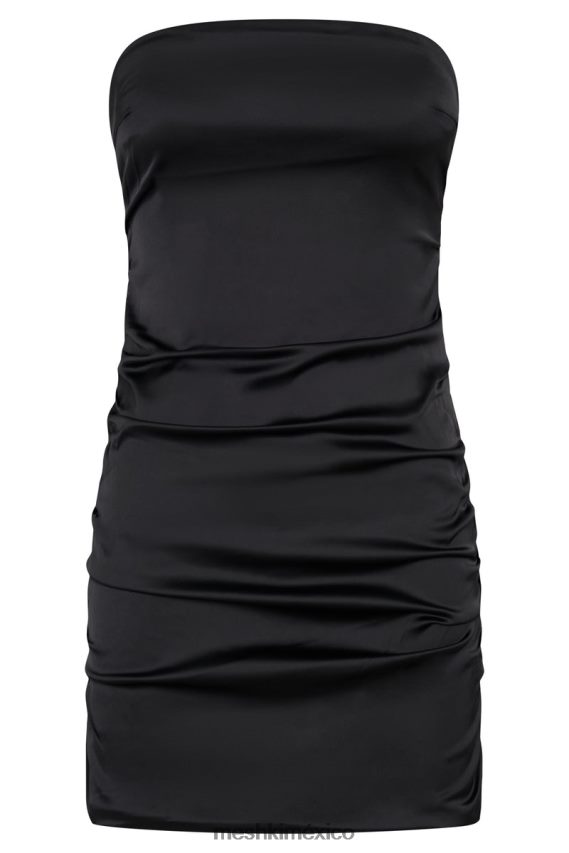 Meshki vestido corto corinne fruncido negro ropa H48F8H628