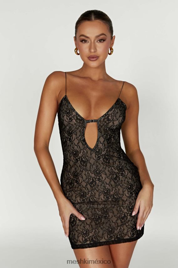 Meshki vestido corto de encaje julieta negro ropa H48F8H342