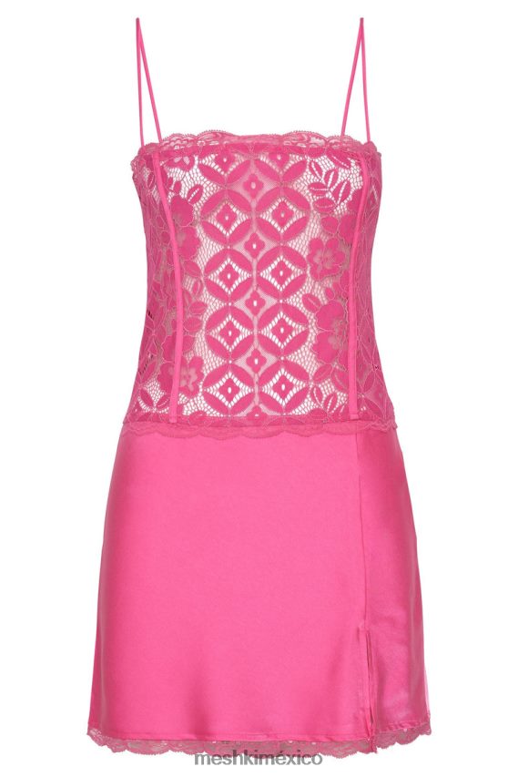 Meshki vestido corto de encaje quincy rosa chicle ropa H48F8H654