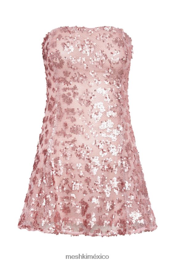 Meshki vestido corto de lentejuelas sin tirantes everleigh rubor rosa ropa H48F8H557