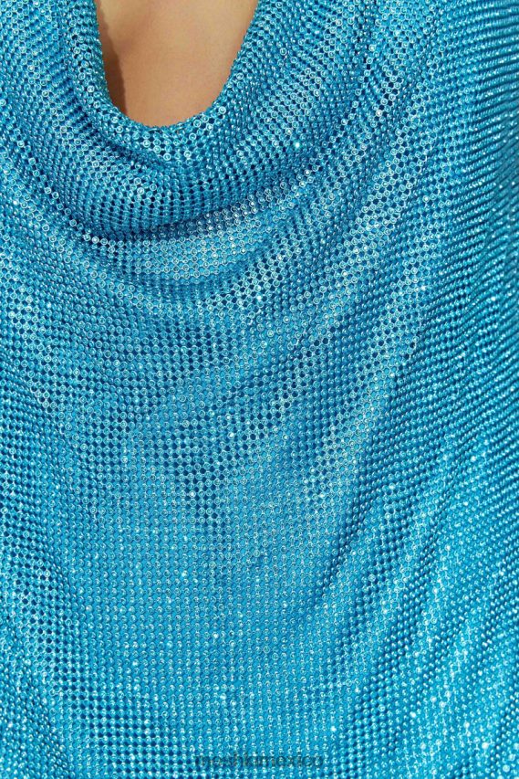 Meshki vestido corto de malla con cuello halter Siya aguamarina ropa H48F8H666