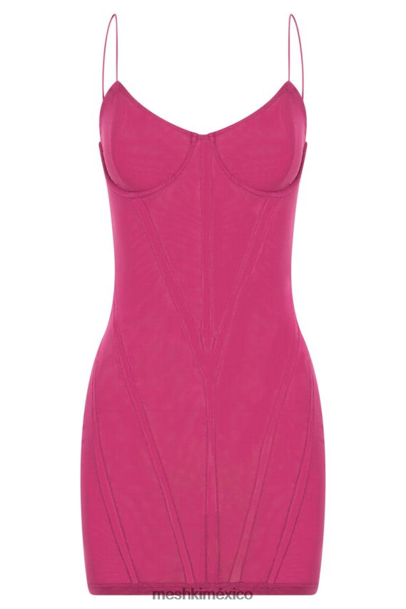 Meshki vestido corto de malla con paneles mapel Violeta ropa H48F8H724