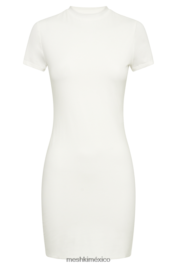 Meshki vestido corto de manga corta Halston blanco ropa H48F8H230