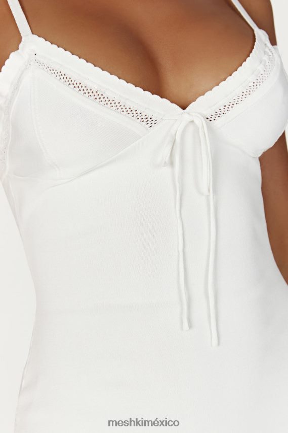 Meshki vestido corto de punto ellis pointelle blanco ropa H48F8H247