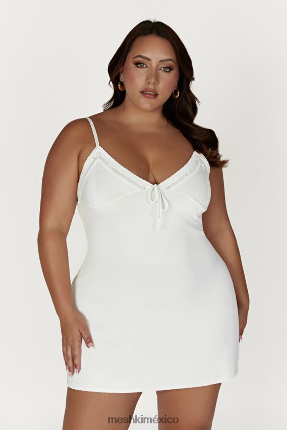 Meshki vestido corto de punto ellis pointelle blanco ropa H48F8H247
