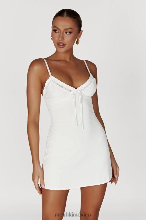 Meshki vestido corto de punto ellis pointelle blanco ropa H48F8H247