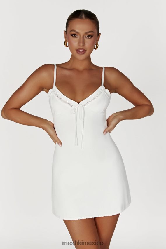 Meshki vestido corto de punto ellis pointelle blanco ropa H48F8H247