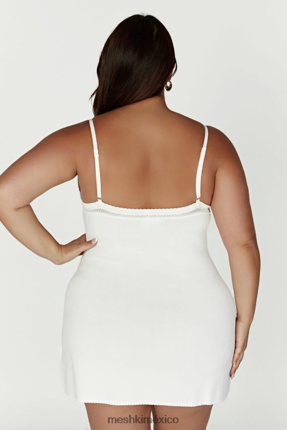 Meshki vestido corto de punto ellis pointelle blanco ropa H48F8H247