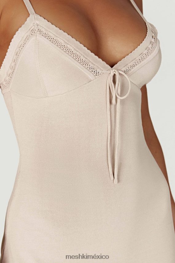 Meshki vestido corto de punto ellis pointelle hueso ropa H48F8H282