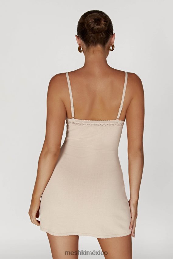 Meshki vestido corto de punto ellis pointelle hueso ropa H48F8H282