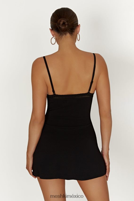 Meshki vestido corto de punto ellis pointelle negro ropa H48F8H267