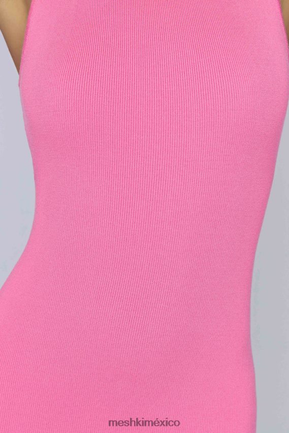 Meshki vestido corto de punto sin mangas Delia rosa chicle ropa H48F8H592