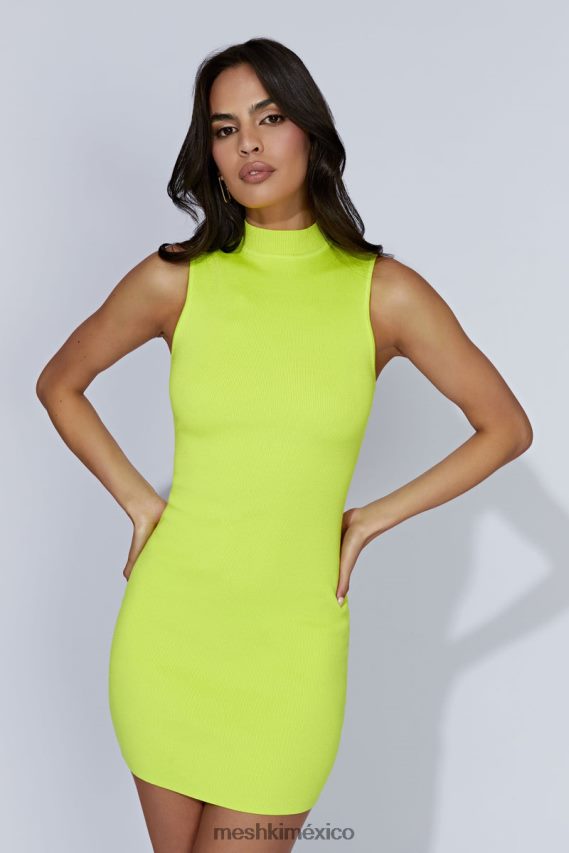 Meshki vestido corto de punto sin mangas Delia verde fresco ropa H48F8H593