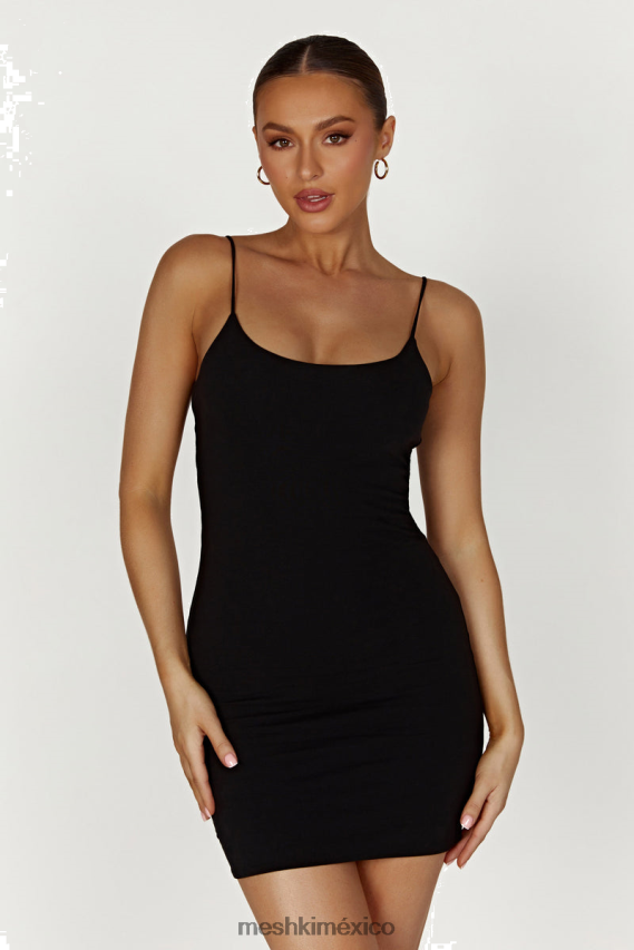 Meshki vestido corto de tirantes aylani negro ropa H48F8H229