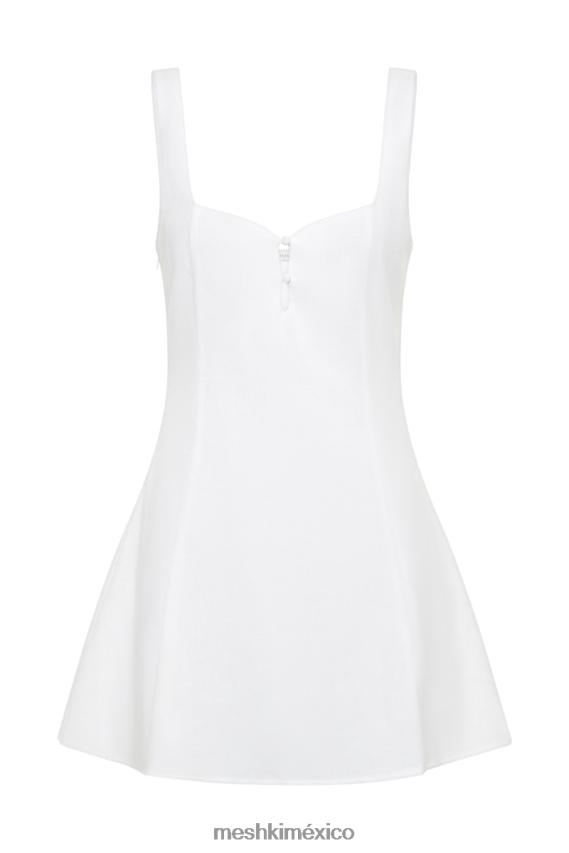 Meshki vestido corto de vuelo tandie de lino blanco ropa H48F8H368