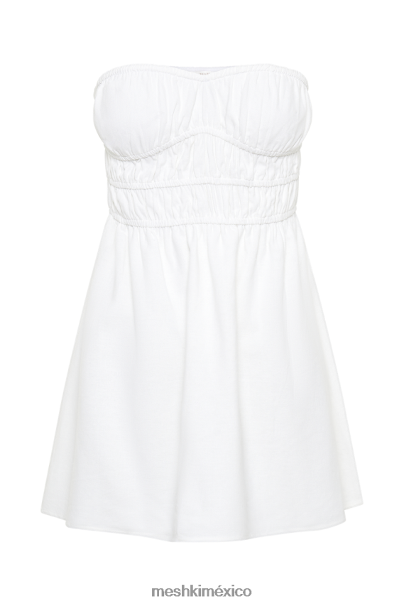 Meshki vestido corto eloise de lino sin tirantes blanco ropa H48F8H346