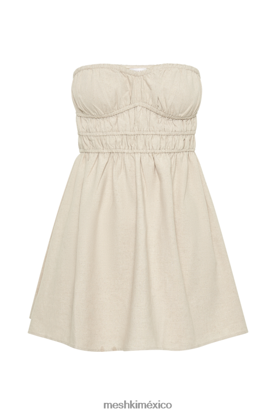 Meshki vestido corto eloise de lino sin tirantes natural ropa H48F8H408