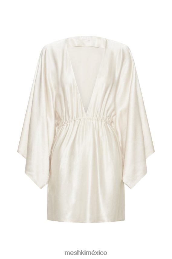 Meshki vestido corto estilo kimono plisado esmerlda Marfil ropa H48F8H563