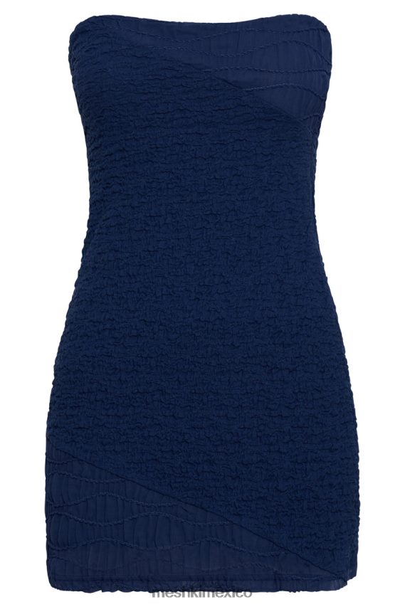 Meshki vestido corto gemina texturizado sin tirantes azul marino de medianoche ropa H48F8H386