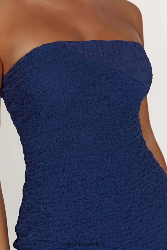 Meshki vestido corto gemina texturizado sin tirantes azul marino de medianoche ropa H48F8H386