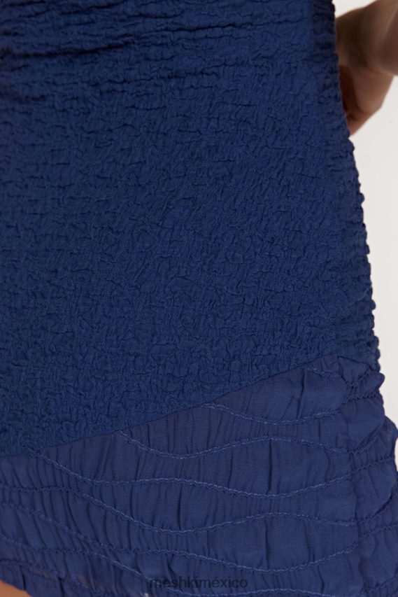 Meshki vestido corto gemina texturizado sin tirantes azul marino de medianoche ropa H48F8H386