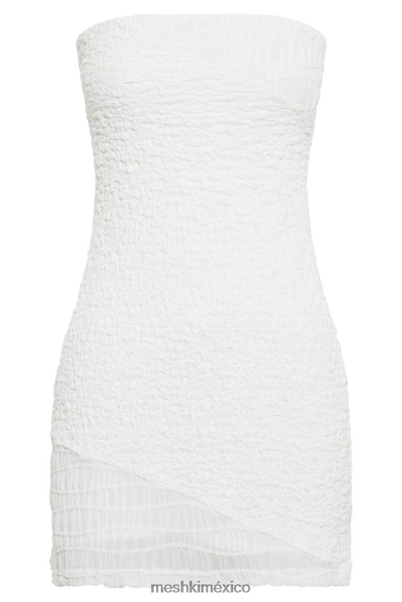 Meshki vestido corto gemina texturizado sin tirantes blanco ropa H48F8H505