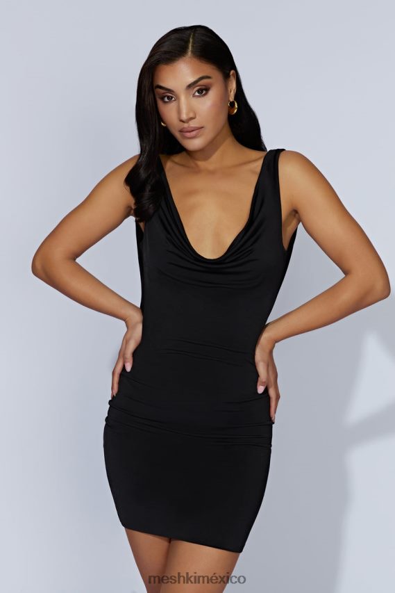 Meshki vestido corto juliette con capucha negro ropa H48F8H562