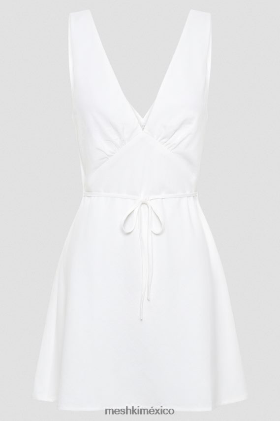Meshki vestido corto nessa de lino blanco ropa H48F8H339