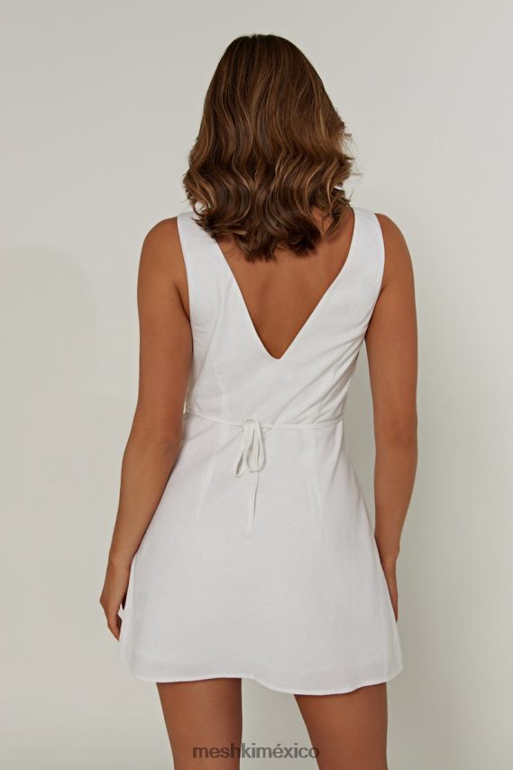 Meshki vestido corto nessa de lino blanco ropa H48F8H339