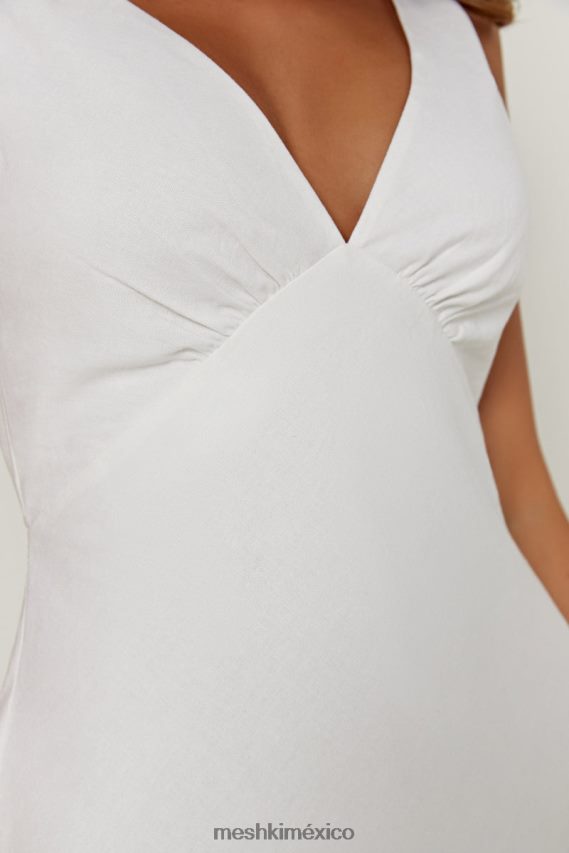 Meshki vestido corto nessa de lino blanco ropa H48F8H339