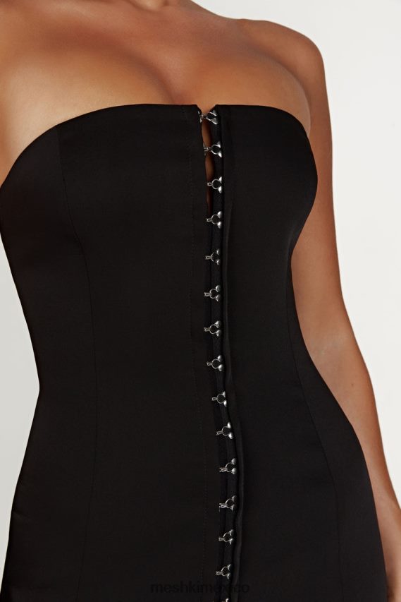 Meshki vestido corto ornella con corchetes y ojales negro ropa H48F8H742