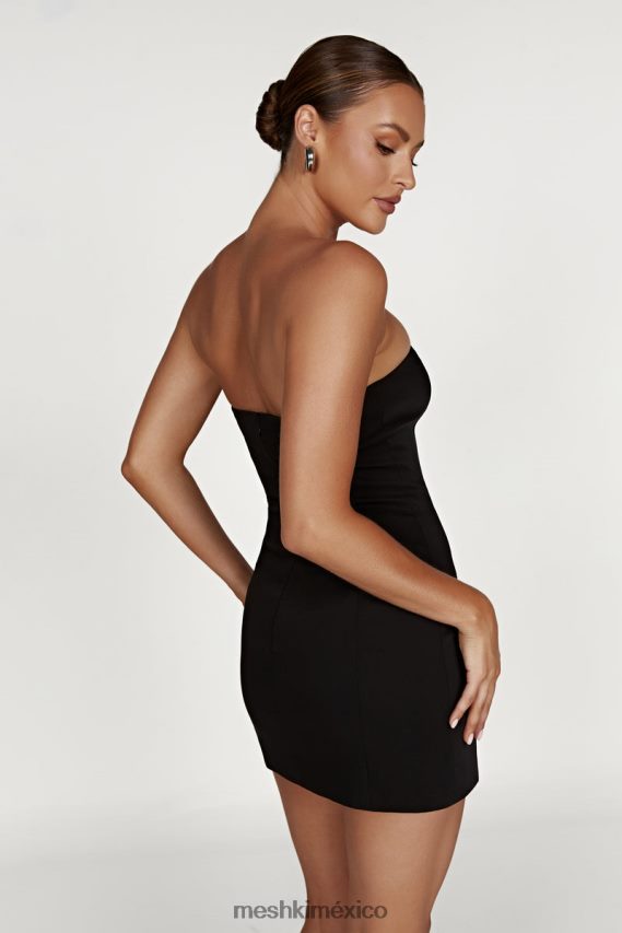 Meshki vestido corto ornella con corchetes y ojales negro ropa H48F8H742